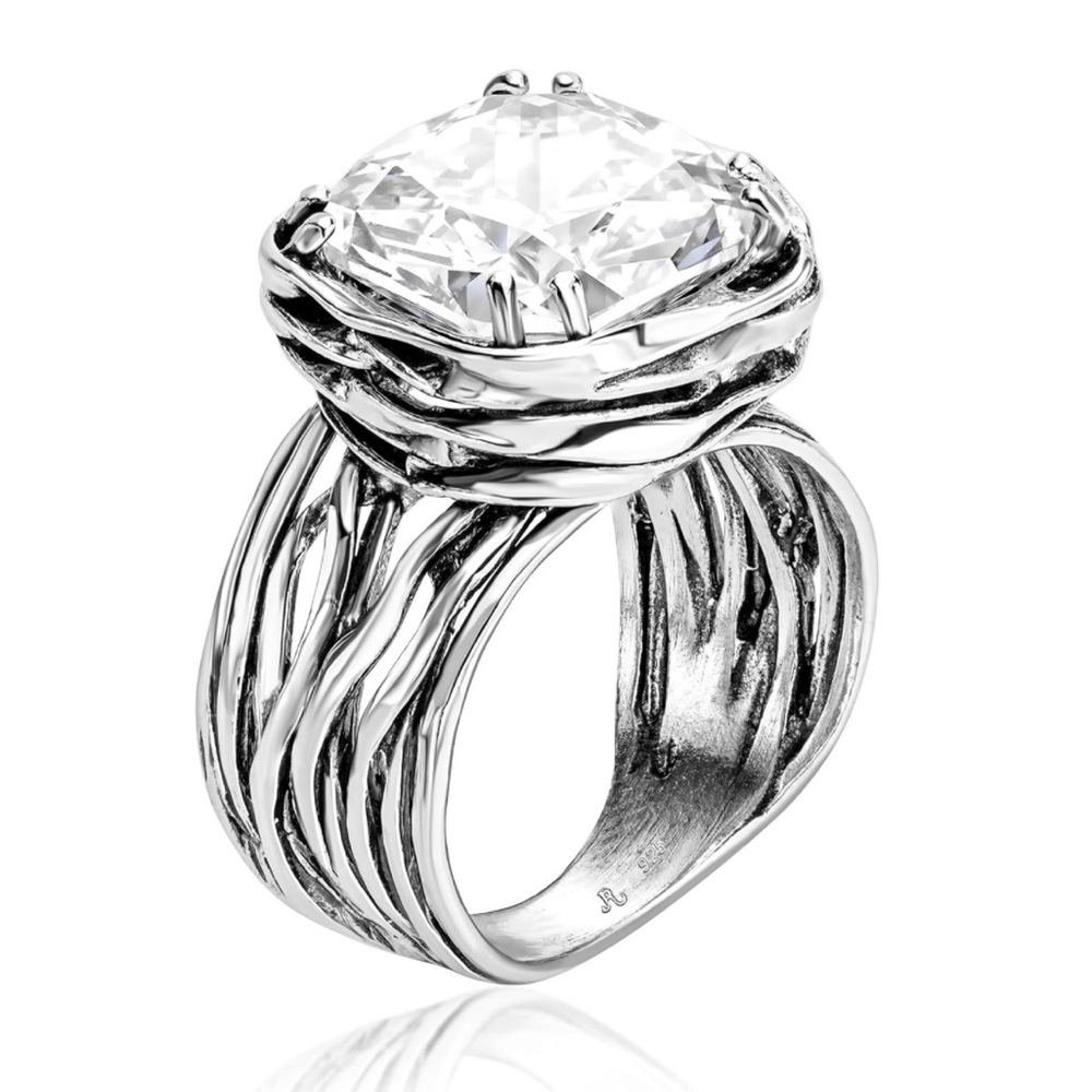 White Topaz- 925 Sterling Silver Wrap Vintage Design Handcrafted Statement Ring